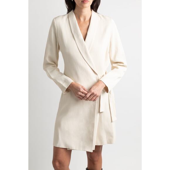 Massimo Dutti Cream Collared Wrap Dress - Picture 1 of 6